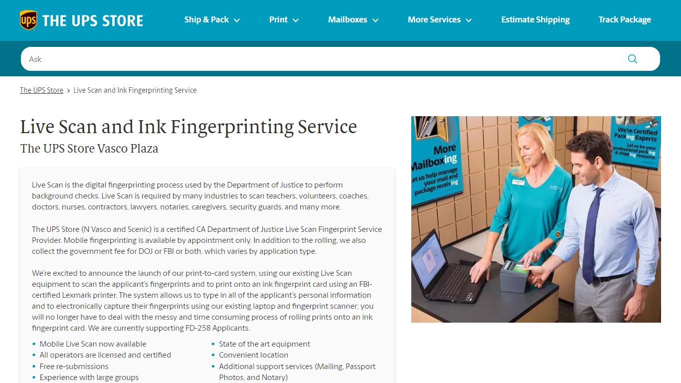 Live Scan and Ink Fingerprinting Service - The UPS Store